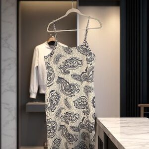 1. State Navy and White Patterned Dress